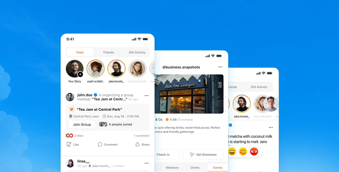 A set of mobile interface designs for social and local discovery flows